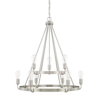Royal Star 5-Blade Indoor Ceiling Fan – Brushed Nickel Finish – Walnut Blade – 52in. Sweep