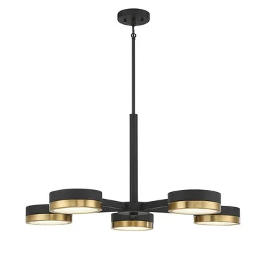 Savoy House Ashor LED Chandelier in Matte Black with Warm Brass – 1-1635-5-143