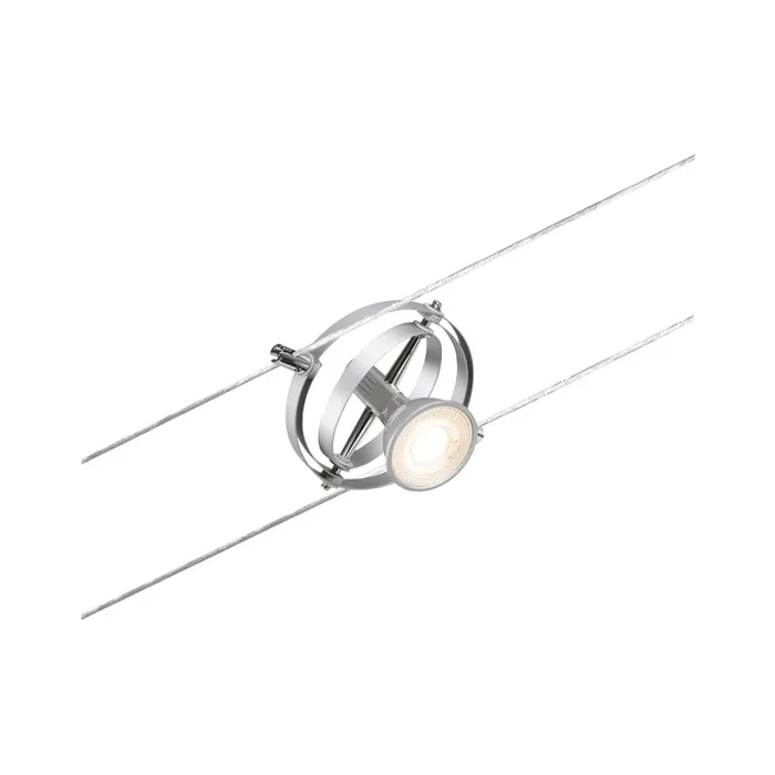 Seilsystem-Einzelspot CARDAN, 12V DC, GU5.3 max. 10W, Kunststoff / Metall, Chrom matt / Chrom