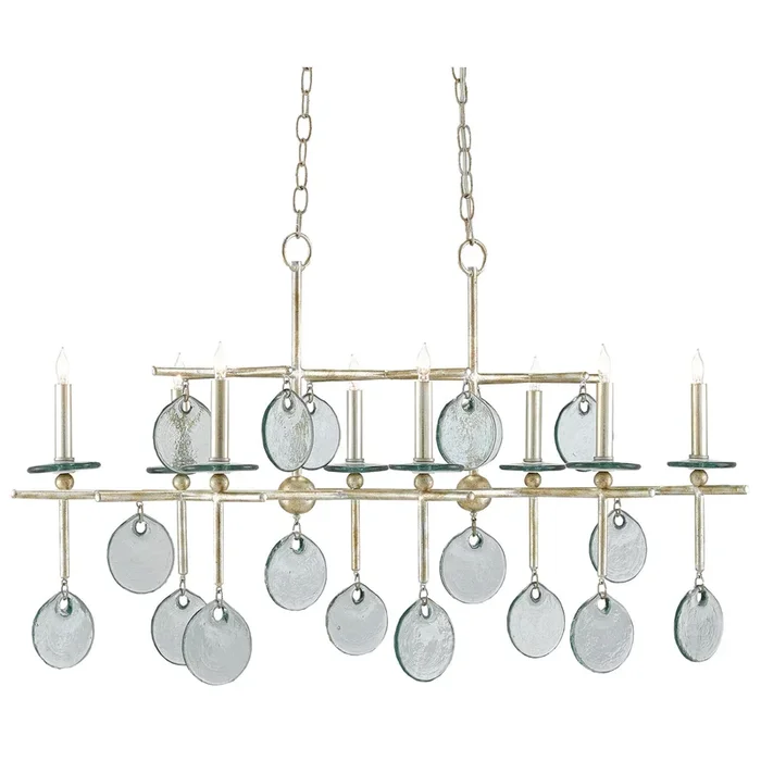 Sethos Silver Recycled Glass Rectangular Chandelier – Silver Granello9000-0060