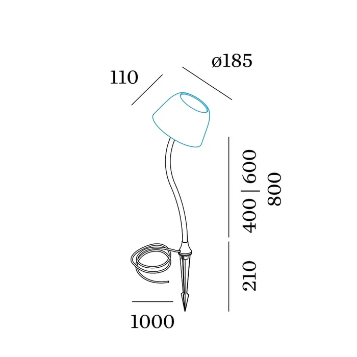 Sockel 800 f�r LED Standleuchte SWAM FLOOR, geschwungen, 80cm, mit Erdspie�