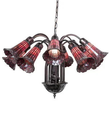 Stained Glass Pond Lily 12 Light Chandelier (251609)