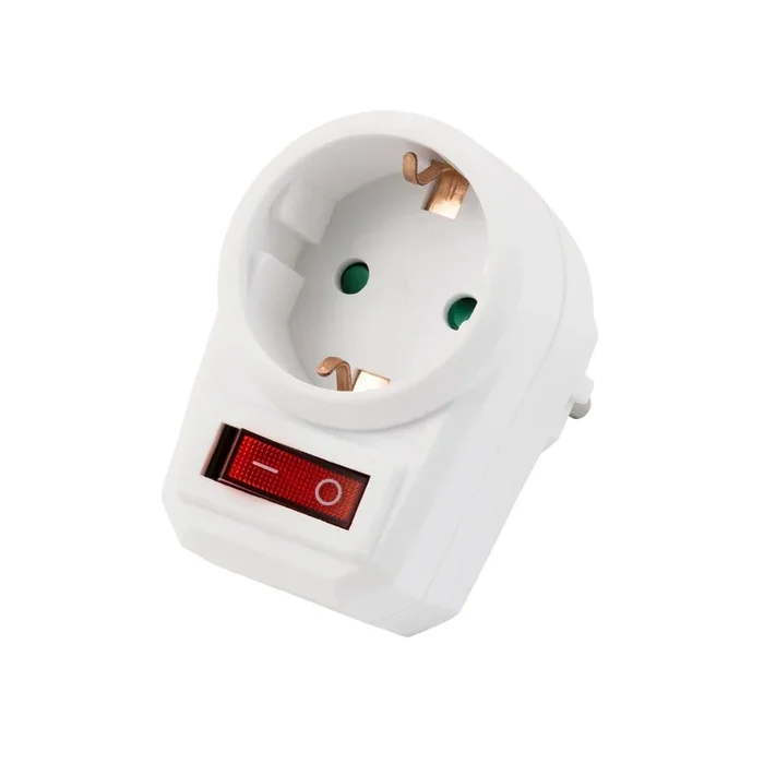 Steckdosenadapter McPower mit Schalter, 230V/3500W, 1-poliger AN/AUS Schalter