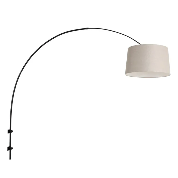 Steinhauer – Wandbogenlampe Sparkled schwarz mit taupefarbenem Farbton