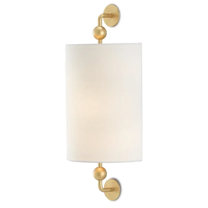 Tavey Gold Wall Sconce, White Shade – Contemporary Gold Leaf5900-0031