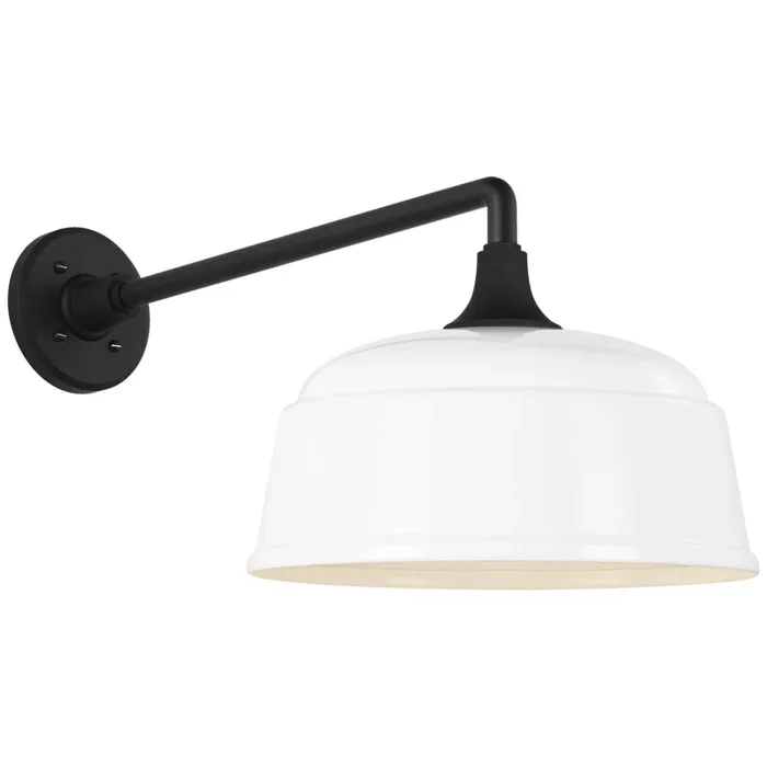 Thomas O’Brien Academy 17.5″ Mack Barn Light in Matte Black with 12.5″ White Rockhouse Shade Outdoor Lighting W12.5″ x H12″TOB 2812MBK/S6-WHT