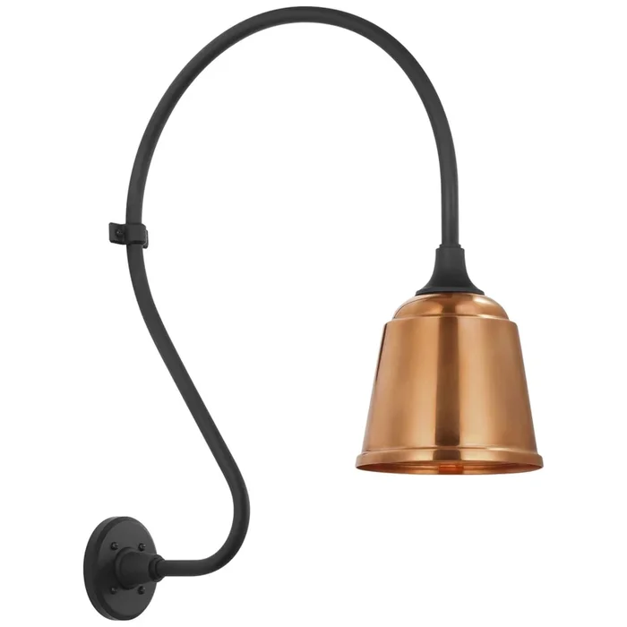 Thomas O’Brien Academy 18″ Larrabee Barn Light in Matte Black with 8″ Soft Copper Rockhouse Shade Outdoor Lighting W8″ x H27″TOB 2805MBK/S5-SC