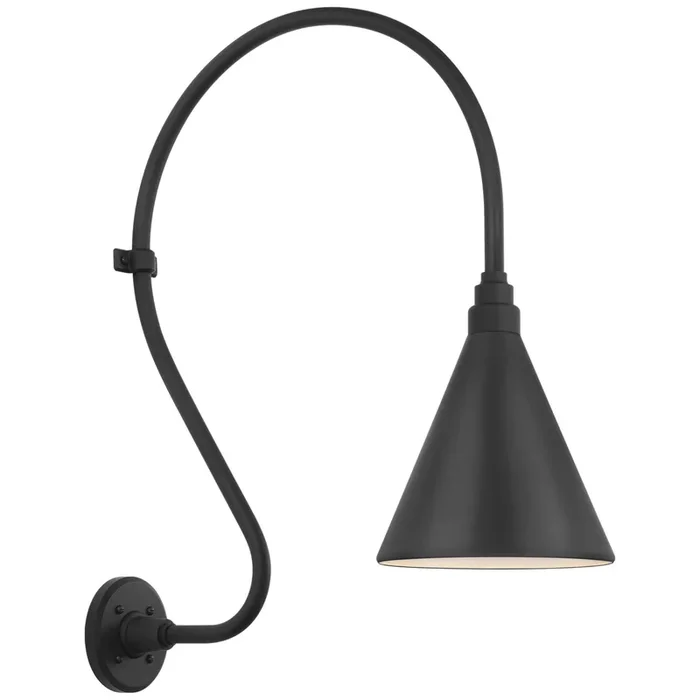 Thomas O’Brien Academy 18″ Larrabee Barn Light in Matte Black with 9″ Conical Savannah Shade Outdoor Lighting W9″ x H27″TOB 2805MBK/S10-MBK