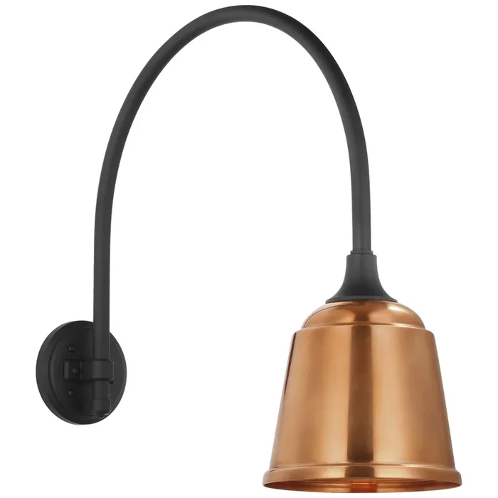Thomas O’Brien Academy 19.5″ Arched Mack Barn Light in Matte Black with 8″ Soft Copper Rockhouse Shade Outdoor Lighting W8″ x H21″TOB 2815MBK/S5-SC