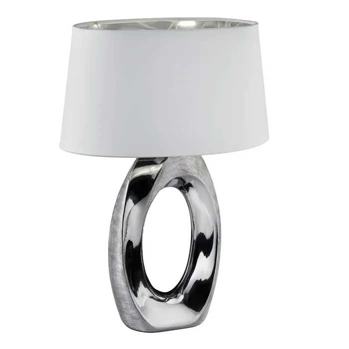 Trio – Tischlampe Taba 52 cm Chrom mit Weiß