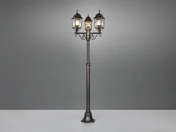 Trio Leuchten Antike Mastleuchte VOLTURNO 3-flammig aus Aluminium Rostoptik, Höhe 200cm