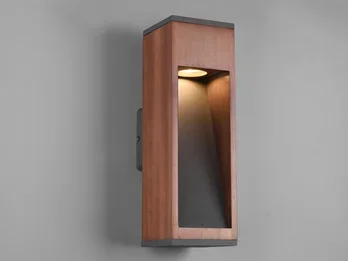 Trio Leuchten Außenwandleuchte CANNING Downlight aus Naturholz mit Aluminium in Anthrazit