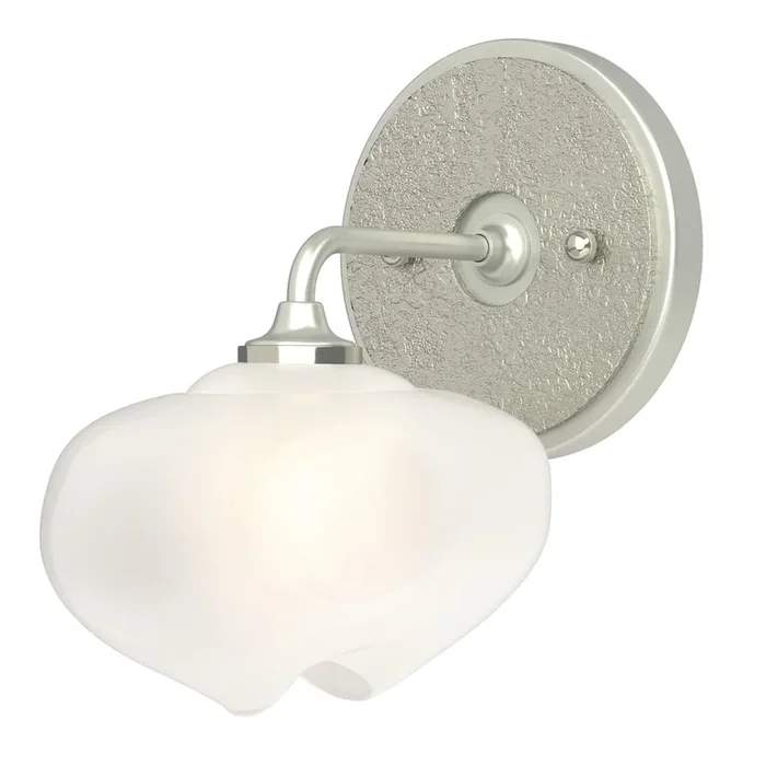 Ume 1-Light Curved Arm Bath Sconce – Vintage Platinum – Sterling Accent