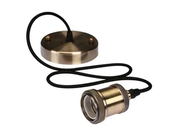 Vellight Universal Schnurpendel für Hängelampe E27 Bronze / Kabel Textil Schwarz, Ø 8,5cm