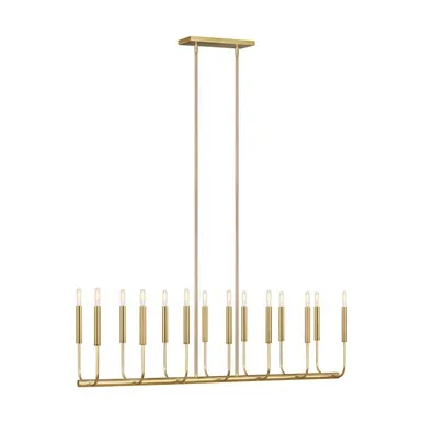 Visual Comfort Studio Brianna 14 Light Linear Chandelier in Burnished Brass – EC10614BBS