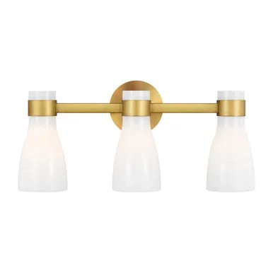 Visual Comfort Studio Moritz Three Light Vanity in Burnished Brass with Milk White Glass – AEV1003BBSMG