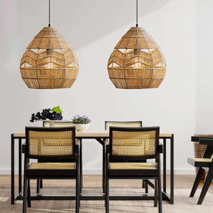 Wabi-Sabi Woven Rope Chandelier Chic Wicker Light Fixtures For HomestayDL10021-C0652-Dia 40CM-DS800129