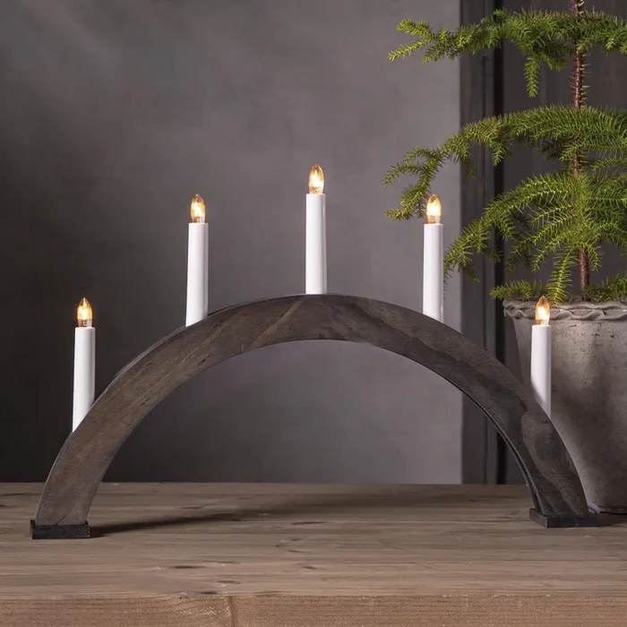 Weihnachtsleuchter Albo Candlestick 5-flammig Holz braun modern