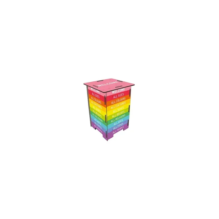 Werkhaus Photohocker Welcome bunt Holz Sitz Beistelltisch