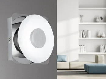 Wofi LED Wandleuchte SPACE Silber Chrom mit Glas, Höhe 14cm