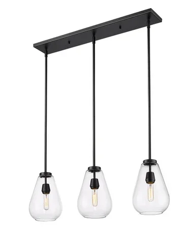 Z-Lite Ayra Three Light Linear Chandelier in Matte Black – 488P8-3L-MB